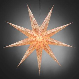 Papierová svietiaca hviezda na zavesenie s červeným vzorom 115cm ()