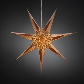 Papierová svietiaca hviezda na zavesenie zlatohnedá so vzorom 78cm