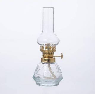 Petrolejová lampa mosadz/číra výška: 14cm