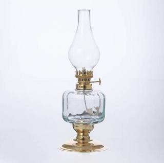 Petrolejová lampa mosadz/číra výška: 24cm