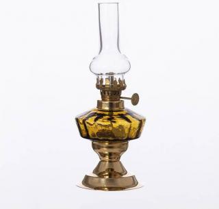 Petrolejová lampa mosadz/hnedá výška: 17,5cm