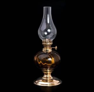 Petrolejová lampa mosadz/hnedá výška: 23cm