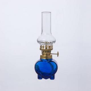 Petrolejová lampa mosadz/modrá výška: 15cm