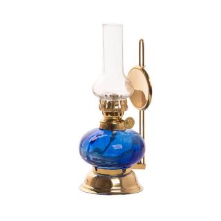 Petrolejová lampa mosadz/modrá výška: 16cm