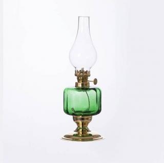 Petrolejová lampa mosadz/zelená výška: 24cm