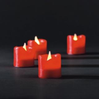 Sada voskové ledkové sviečky červené malé 4ks, LED teplá biela, na batérie ()