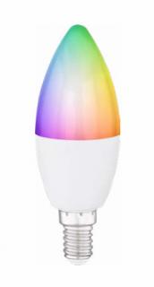 SMART sviečková LED žiarovka RGB+biela E14/5W=40W s diaľkovým ovládačom ()