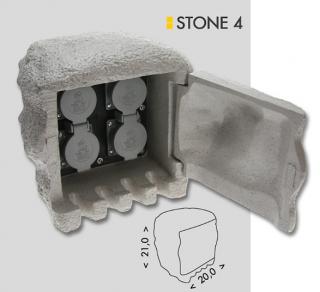 STONE elektrická skrinka imitácia kameňa 4 zásuvky IP44