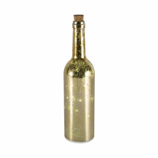 Svietiaca dekorácia zlatá fľaša 8 microLED žltá na batérie, výška: 30cm ()