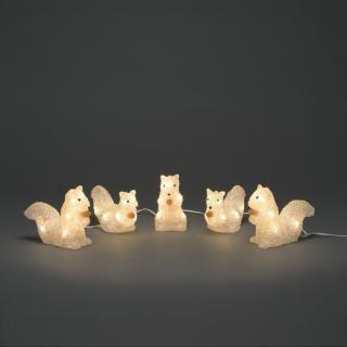 Svietiace veveričky 5ks 40 LED teplá biela, výška 12cm