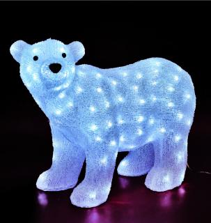 Svietiaci ľadový medveď 120 LED studená biela, výška: 42cm