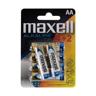 Tužková alkalická batéria 1,5V/AA maxell, blister 4+2ks