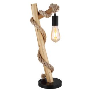 ULLEU stolná lampa kov/drevo/lano 1xE27/60W, výška: 53,5cm