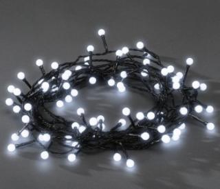Vianočná vonkajšia reťaz guličky biele 10mm, 80 LED 6,32m