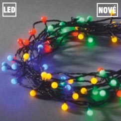 Vianočná vonkajšia reťaz guličky farebné 10mm, 160 LED 12,7m