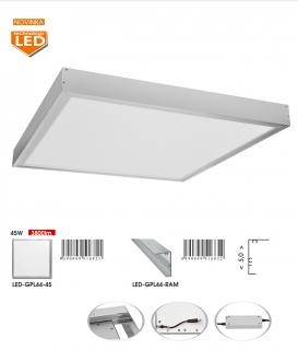 ZEUS LED prisadené svietidlo 45W/3000K, rozmer: 59,5x59,5cm, strieborný rám