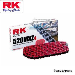 Farebná závodná reťaz RK 520 MXZ4 (118čl) červená