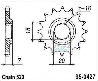 Koliesko reťazové (pastorok) 0427-12zubov MTZ - Suzuki RM125+RMZ250 + RM100+PE175+RS175