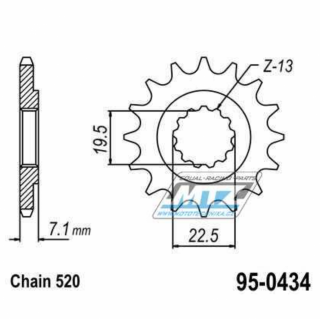 Koliesko reťazové (pastorok) 95-0434-15zubov MTZ - Suzuki GF250D + DR250S + GN250 All + GZ250 Marauder + GZ250 + TU250X + VL250 Intruder LC + SP370C + SP400