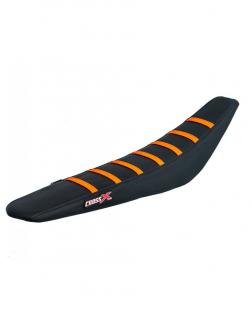 Poťah sedadla CrossX stripes KTM SX/SXF/XCF 16-18, EXC-EXCF-XC 17-19 čierna/čierna/oranžová