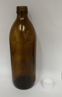 hnedá sklenená fľaška s poistným uzáverom s trhacím krúžkom 500ml