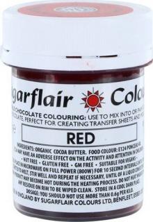 Barva do čokolády na bázi kakaového másla Sugarflair Red (35 g)