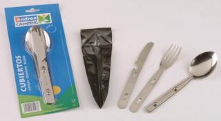 Cestovné príbory antikorová lyžica, vidlička a nôž 17,5 cm