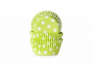 Cukrársky košíček zelený bodkovaný mini 60 ks