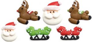Cukrová dekorácia vianočný sob a Santa Claus 6 ks