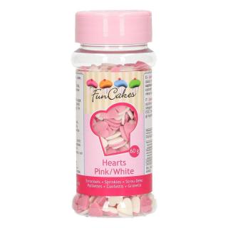 Cukrová srdíčka bílo růžová 60g