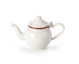 Kanvička na čaj smaltovaná bielo-červená 0,4 l