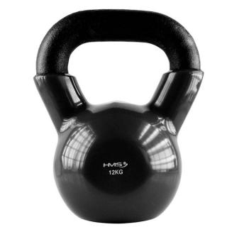 KNV12 ČIERNÝ KETTLEBELL POKRYTÝ VINYLOM HMS