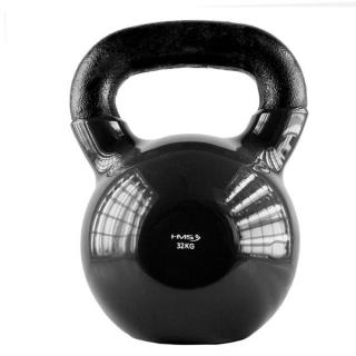 KNV32 ČIERNÝ KETTLEBELL POKRYTÝ VINYLOM HMS