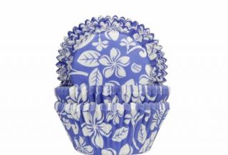 Košíček na mafiny Aloha kvetiny modrý 50 ks