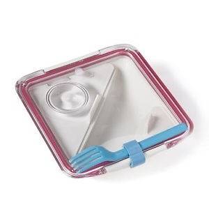 Lunch box BLACK-BLUM Apetit, biely/ružový, modrá vidlička BA002