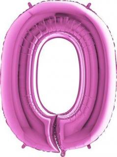 Nafukovací balónek číslo 0 růžový 102cm extra velký