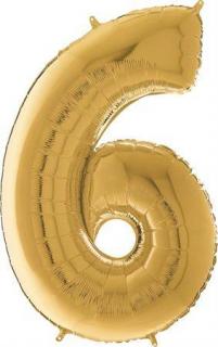 Nafukovací balónek číslo 6 zlatý 66cm