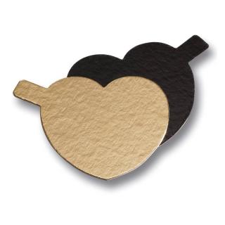 Podložka zlato-čierna srdce na minidezert 8 cm 1 ks