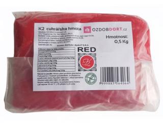 Potahovací hmota K2 na dorty 0,5kg červená