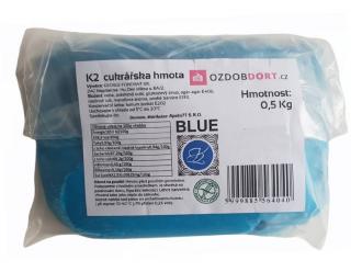 Potahovací hmota K2 na dorty 0,5kg modrá
