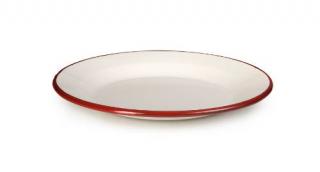 Smaltovaný tanier bielo-červený 28 cm