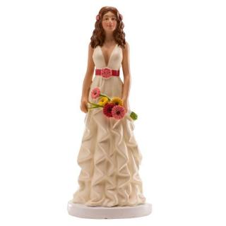 Svatební figurka na dort 16cm ona v romantických šatech