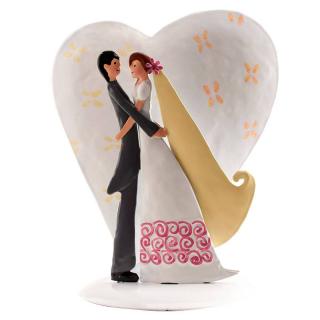 Svatební figurka na dort plechová srdce