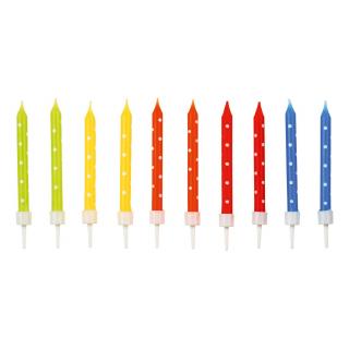 Svíčky barevné s puntíky 24ks 6cm