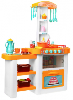 Detská kuchyňa s tečúcou vodou a doplnky - oranžová (Detská)