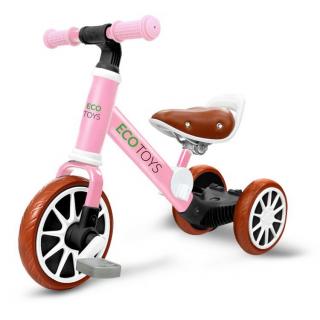 Detské odrážadlo / bicykel 3v1 EcoToys - ružové (Detský)