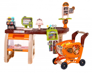 Detský supermarket s nákupným vozíkom a doplnky (Detský)