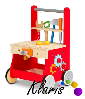Eco Toys - Drevené chodítko s montážnym stolom (Drevené)