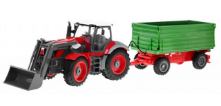 RC Traktor červený so zeleným prívesom, v mierke 1:28 (RC)