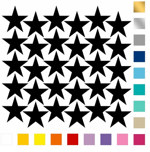 Samolepky na stenu - Hviezdy 10x10 cm, 30 ks - rôzne farby na výber  ()